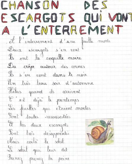 chanson des escargots